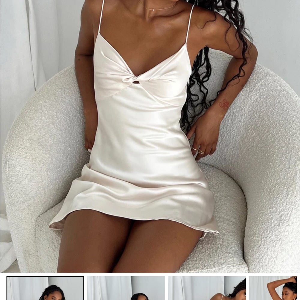 Princess Polly Elegant Cream Satin Slip Dress